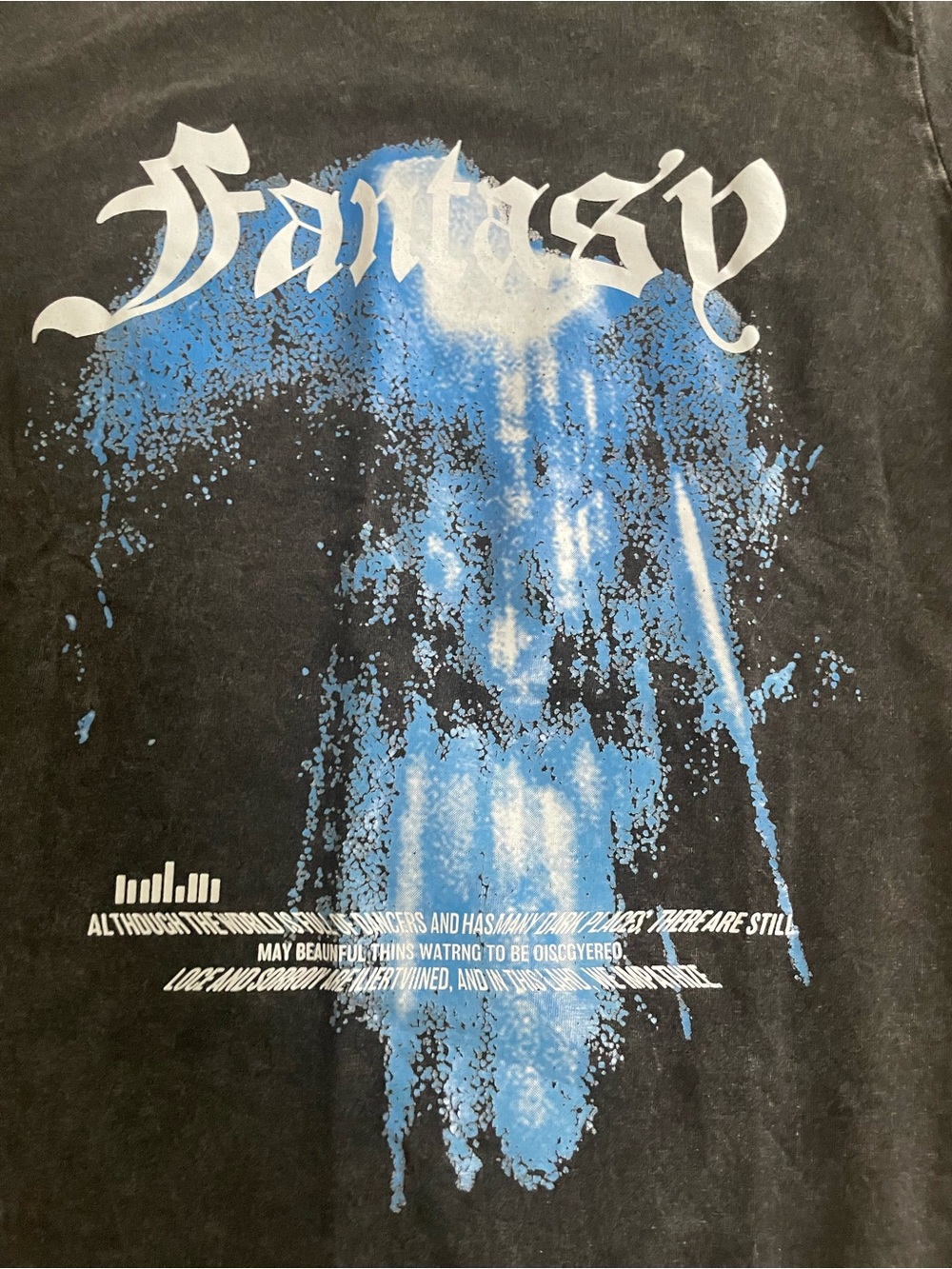 ROMWE Black Short Sleeve Tee with Blue Graphic